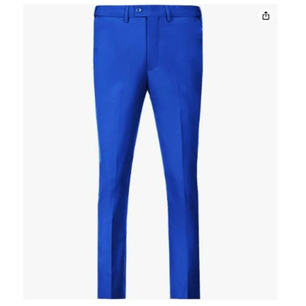 Suit Dress Pants For Men Slim Fit Large Blue Groomsmen Wedding Pant Waist Flat